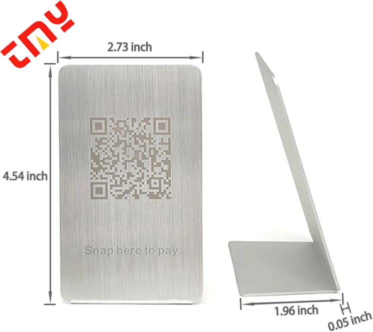 Metal Digital Menu QR Code NFC Stand Waterproof Laser Engraved Stainless Steel Google Review Table Display Label Sign