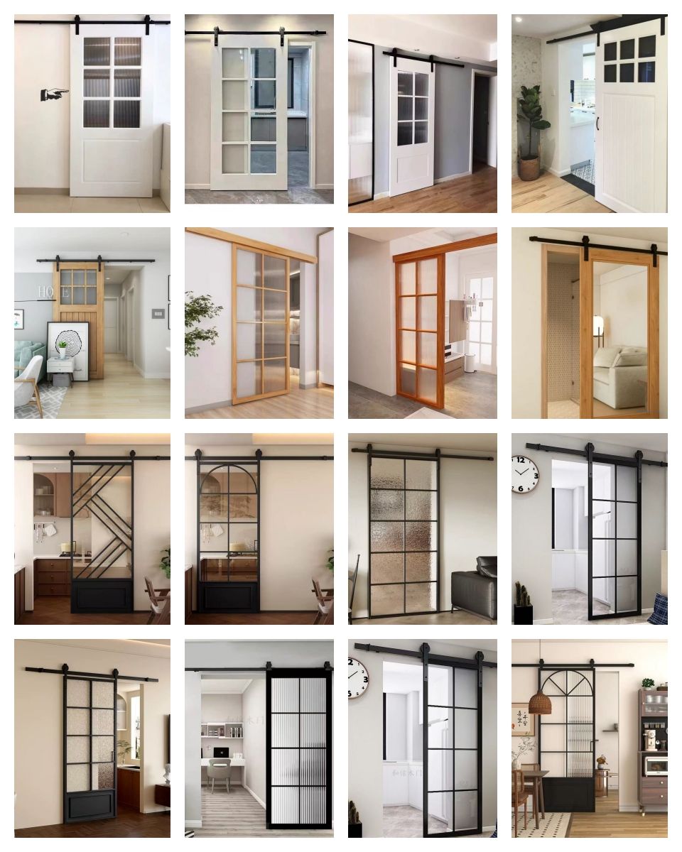 Waterproof Customizable Space Saving Solid Wood Interior Door Modern Barn Door for Bedroom and Bathroom