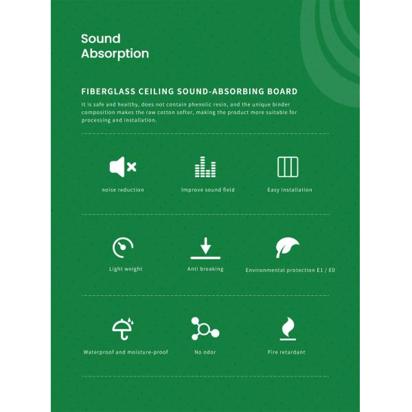 Специальные окрашенные декоративные панели из стекловолокна для внутреннего декора и звукоизоляции