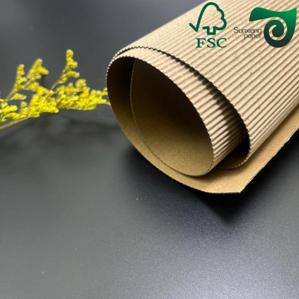 FSC E  Flute Single Wall Corrugated Cardboard Sheets For Brown Coffee Cup Covers