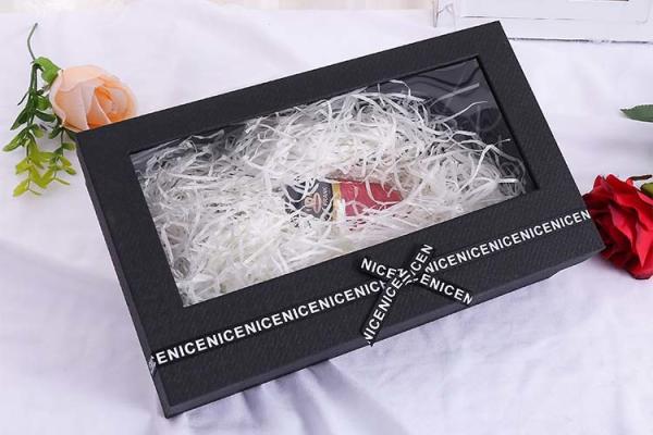Das caixas de presente quadradas feitas sob encomenda da flor de veludo das fontes das caixas de presente de Valentim de empacotamento da janela caixa de cartão transparente do dia