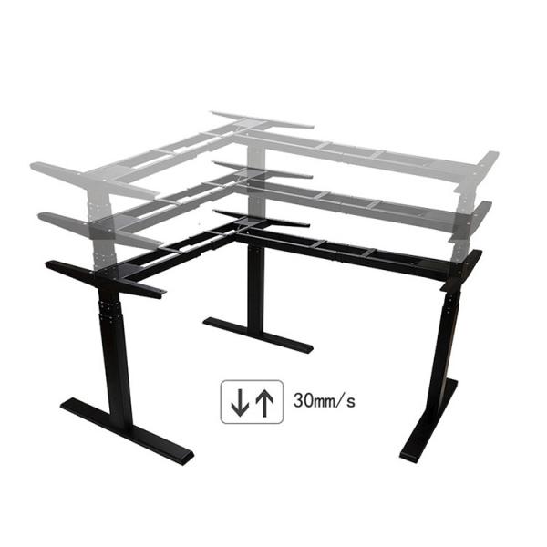 Electric Adjustable Height L Shaped Desk with Triple Motor Design and PANEL Wood Style