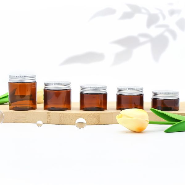 UV Protective Amber PET Cream Jar for Modern Skincare Packaging with Shatter-Resistant and Recyclable Design