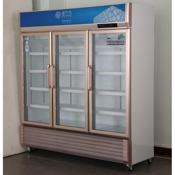 Three Door Juice Glass Door Display Freezer Fan Cooling 1138L