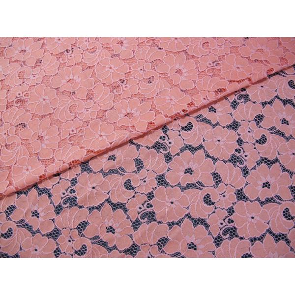 Ladies Dress Cotton Nylon Floral Lace Fabric Pink Elegant Shrink-Resistant 