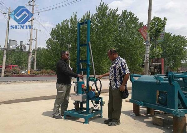 Portable water drilling machine, can drill 100m depth, 300mm diameter, blue, home farm use
