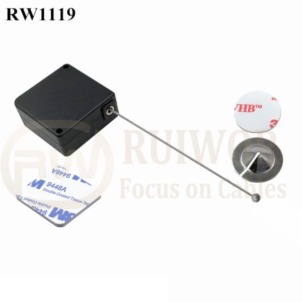 RuiWor RW1119 Mini Square Anti Theft Retail Cable With 22MM Circle Sticky Metal Plate For Open Sale Security