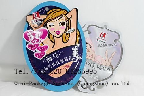 Irregular Shaped Cosmetic Pouch Packaging 150x110mm UV Surface handle