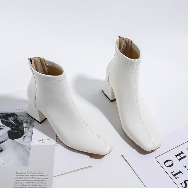 BS160 2021 Autumn And Winter Martin Boots Women'S Fashion All-Match Square Toe Thick Heel High Heel Short Boots Women'S