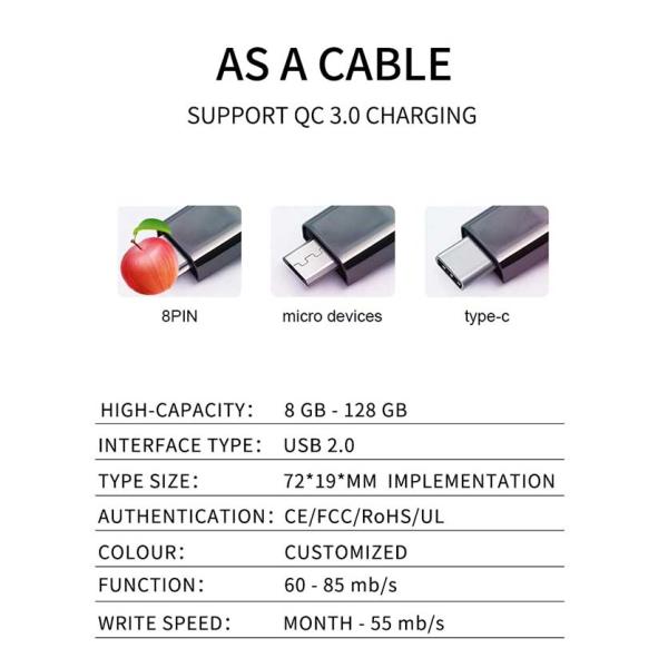 20cm 25cm USB2.0 Bracelet Usb Charging Cable OTG USB Flash Drive