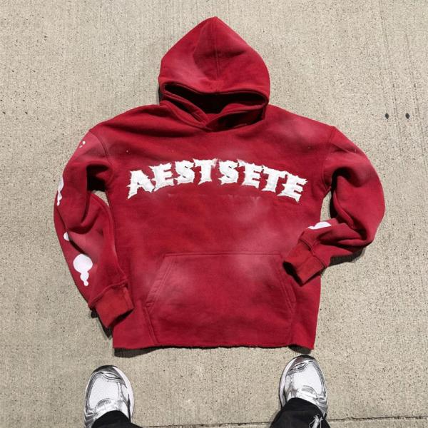 Corte de borde Vintage de gran tamaño con capucha recortada Aplicación personalizada Logotipo de parches bordados