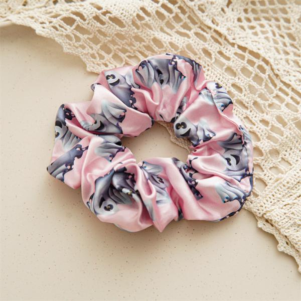 Halloween festival satin printed scrunchies headdress women's headstring elastic band hair accessories OEM logo