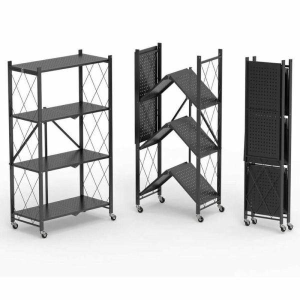 Y Free Installation 3/4/5 Layers Kitchen Shelf Floor Type Microwave Oven Rack Multi-layer Foldable Mobile with Wheel Storage