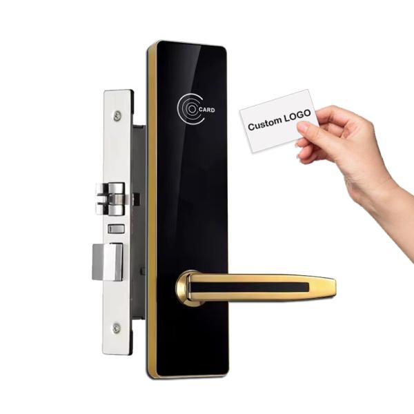 Smart Hotel Door Lock In Black Or Grey RFID Card Access Zinc Alloy Body