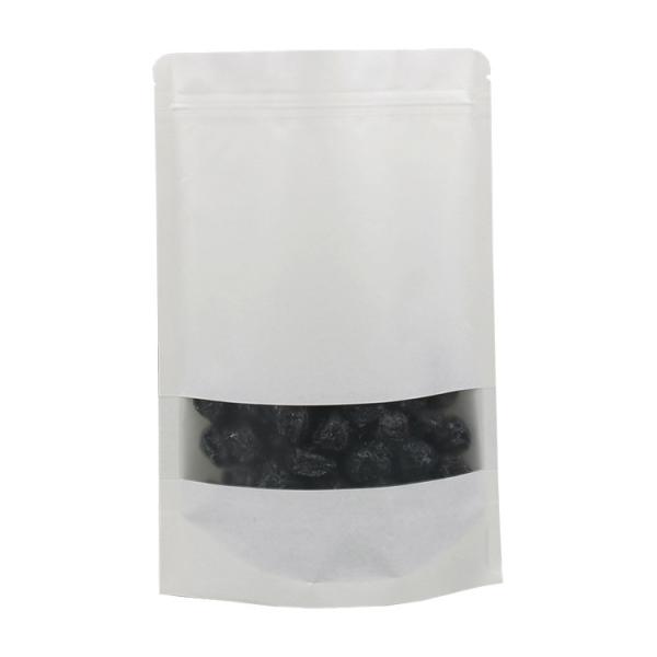 Biodegradable PLA White Paper Stand Up Pouches Resealable Zipper Bags  16 oz