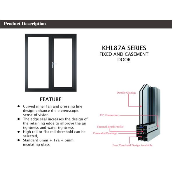 Vertical Swing Aluminium Casement Doors , Internal Double Casement Door ISO9001