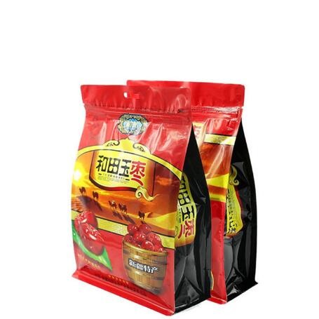 Custom Design Laminated Material Flat Bottom Zip Lock Snack Food Packaging Jujube Bags