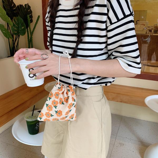 Custom Logo Print Canvas Cotton Jewelry Pouch Drawstring Shoe Bag for Fashion Style