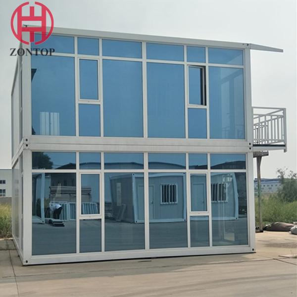 Zontop new design easy assemble large scale glass wall bench 2 bedroom flat packed container home