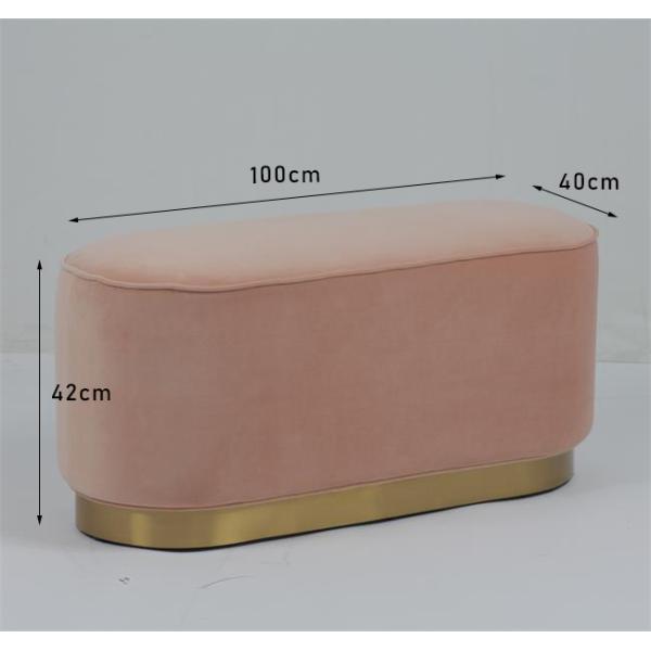 Modern Velvet Fabric Ottoman Bench Bedroom With Golden Trim