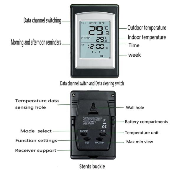 WT0124 Customized End Wireless Swimming Pool Floating Thermometer Waterproof Long Lasting
