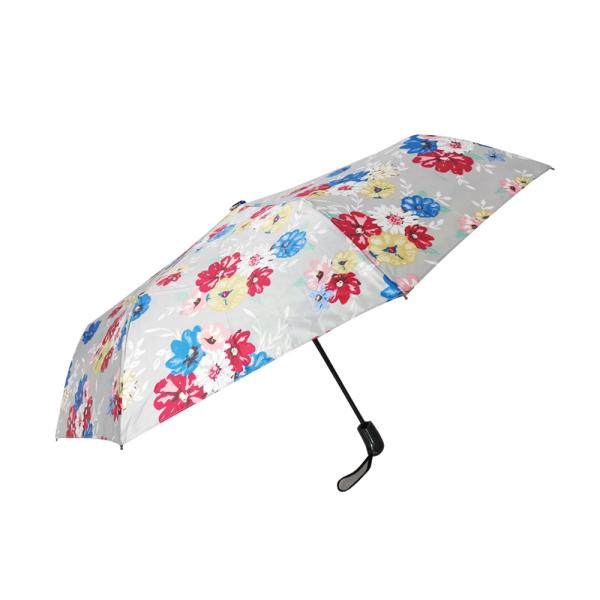 Attractive Flower Printing 3 Compact Auto Open And Close Umbrella With Oil Cloth