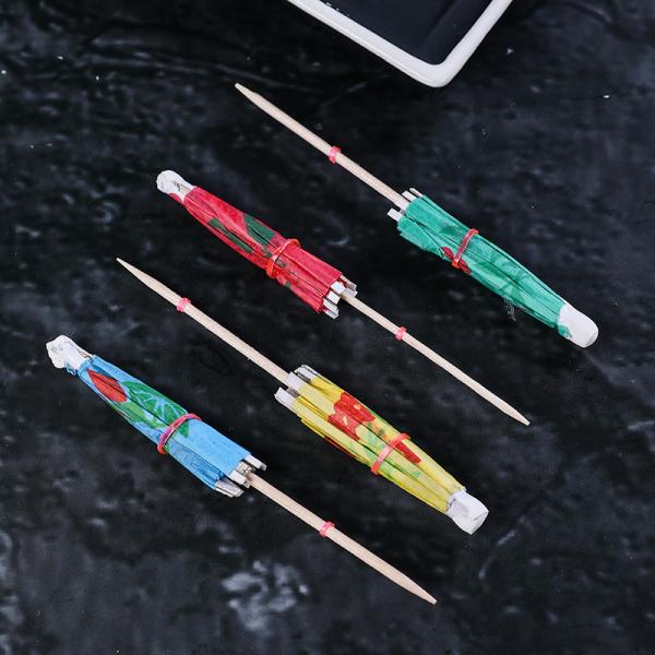 Одноразовые фруктовые колючки Бамбуковый зонтик длина 14 см розовый синий