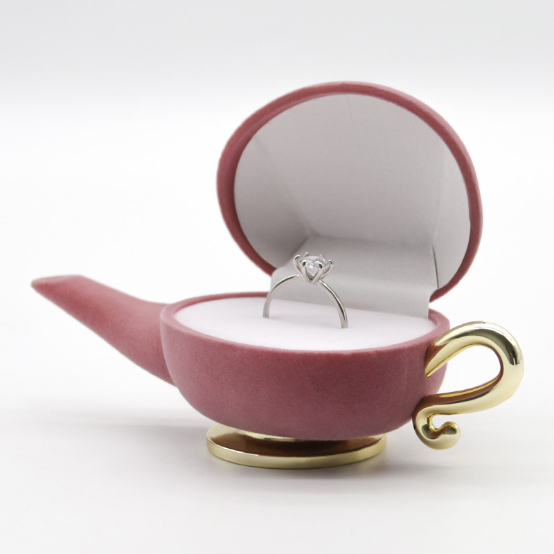Customizable Flocked Jewelry Box Plastic Velvet Material Hinge Closure OEM Logo