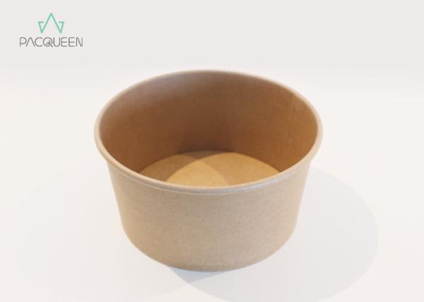 Eco Friendly Brown Disposable Takeaway Containers Salad Bowls PE / PLA Lining