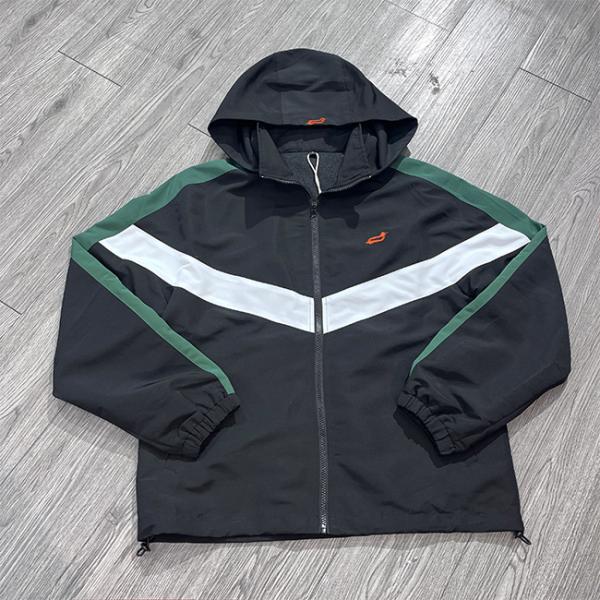 Custom Embroidered Logo Track Nylon Jacket Windbreaker Color Contrast Patchwork Lightweight Waterproof Jacket