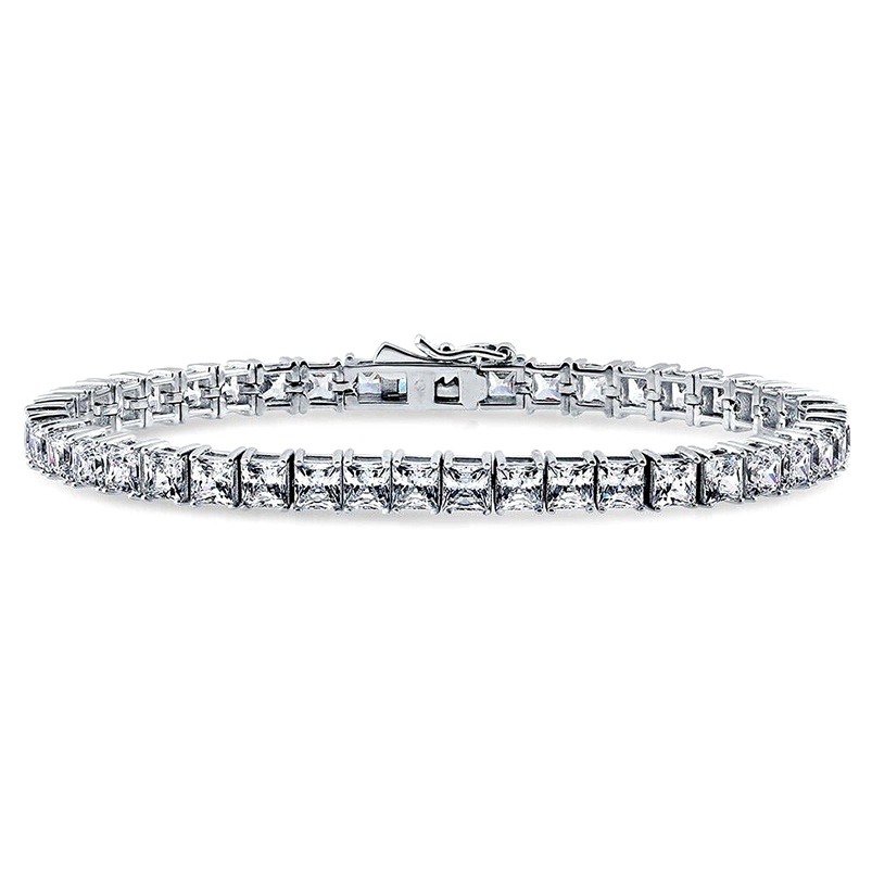 925 Sterling Silver Classic 2mm Rose Pink Pave Cubic Zircon Tennis Bracelet for Girl