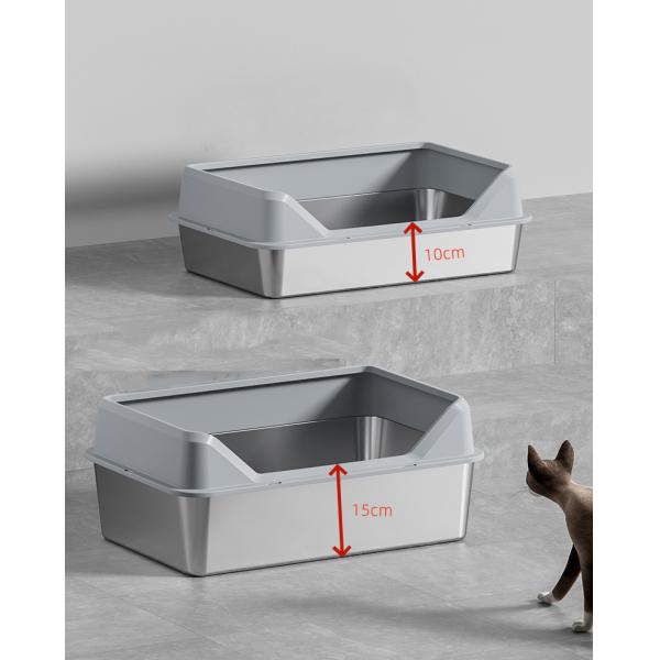 Stainless Steel High Lid and Footboard Semi-Automatic Quick Cleaning Cat Litter Box
