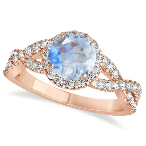 925 Sterling Silver Halo CZ Jewelry Hexagon Natural Blue Moonstone Ring