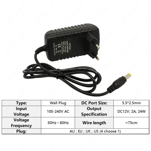 100-240V AC to DC 12V Wall Plug Desktop Type 5.5*2.5m Power Supply 1A 2A 3A 5A 6A 7A 10A