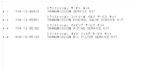 714-13-05020 7141305020 Transmision Service Kit Fits Komatsu Wheel Loader WA200-3 WA250-3 WA250L-3 WA250PT-3