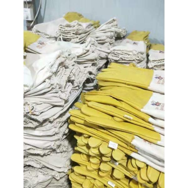 Желтые перчатки PU для пчеловодства с белыми перчатками безопасности пчеловодства рукава ткани с длинным тумаком