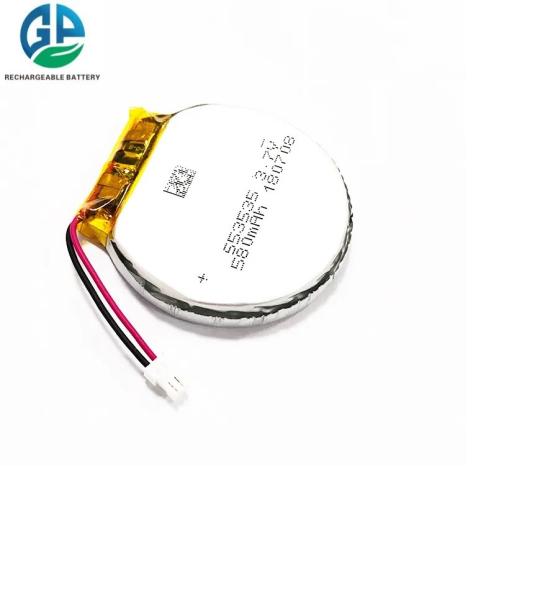553535 capacité élevée de 580mah 3.7v Li Ion Polymer Battery Circle Shape
