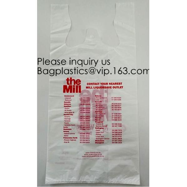 Large Plastic Grocery T-Shirt Bags - Plain White,Thank You Grocery Shopping Bags Biodegradable Reusable Recyclable Pack