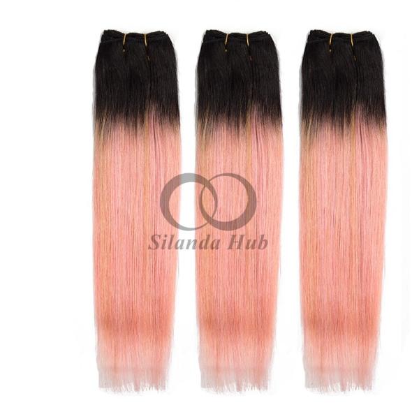 #T1B/Pink Straight Remy Human Hair Bundles Sew In Weave Bundles Brazilian Bundle Deals