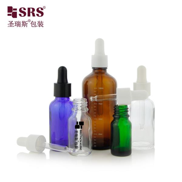 Fragrance Oil Empty Glass Dropper Bottles With Glossy Rubber Screw Cap