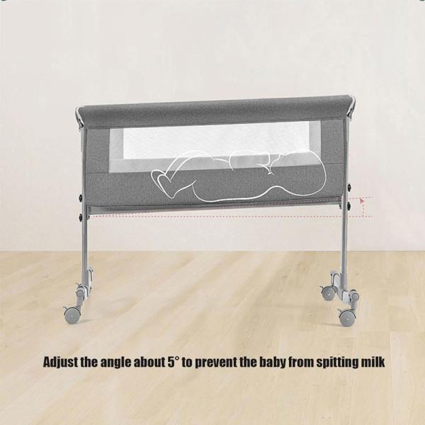 с колесами, кроваткой с матрасом, регулируемой колыбелью, боковой кроватью, с корзиной для хранения, москитной сеткой, складной портативным ребенком