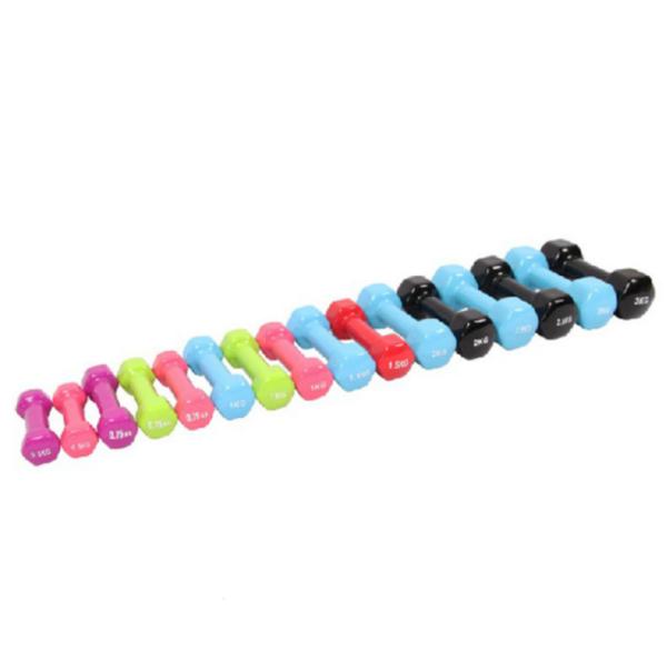 Colorful Cast Iron Fitness Dumbbell , 2kg Hex Dumbbells Portable