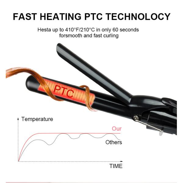 Tourmaline Ceramic Hair Curler , 25mm Barrel Hair Styler Curling Wand