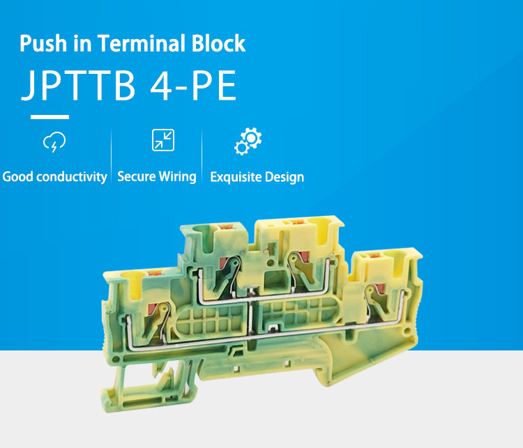 JPTTB 4 - PE нажим 2 слоев в рельсе 4 Din блока заземлительного зажима контактирует