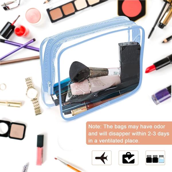 Clear Cosmetic Makeup Bags Set Clear PVC With Zipper Handle Portable Travel