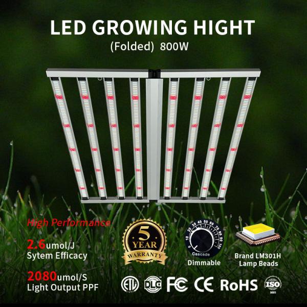 ANDY Full Spectrum 4×4ft 8 Bar 800W LED Grow Lights Samsung LM301H Chips Plant Lighting for Indoor