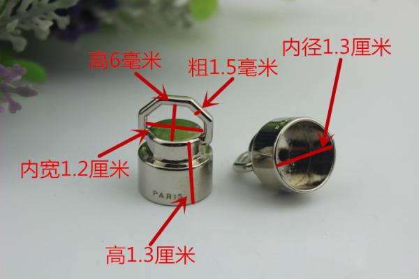 Decorative accessories light gold zinc alloy metal engraved logo tassel cap for handbags
