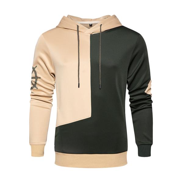 Men'S 2 Contrast Color Leisure Cozy Athletic Pullover Hoodie With Kangaroo Pockets