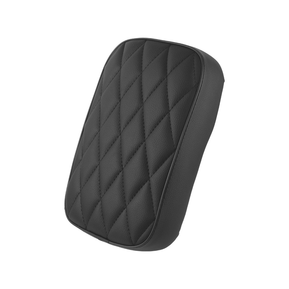 Motorcycle seat, black retro diamond pattern rear seat cushion, rear passenger cushion seat, 8 suction cups, suitable for Harley Sportster Dyna Custom Chopper.