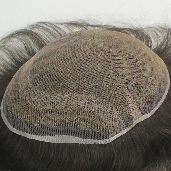 Toutes les couleurs de cheveux humains Toupee Systèmes capillaires sur mesure Nœud unique